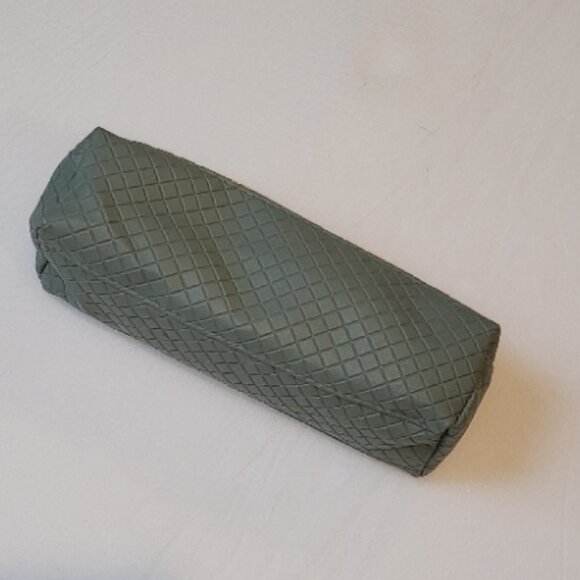 Storage Pouch Dual Compartment Geometric Textured Green Gold Zippers - Picture 1 of 5